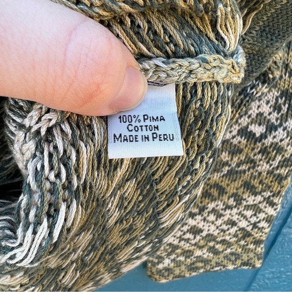 Peruvian Connection Marled Knit Sweater in Green Blue Pima Cotton Size US Small - Picture 4 of 5